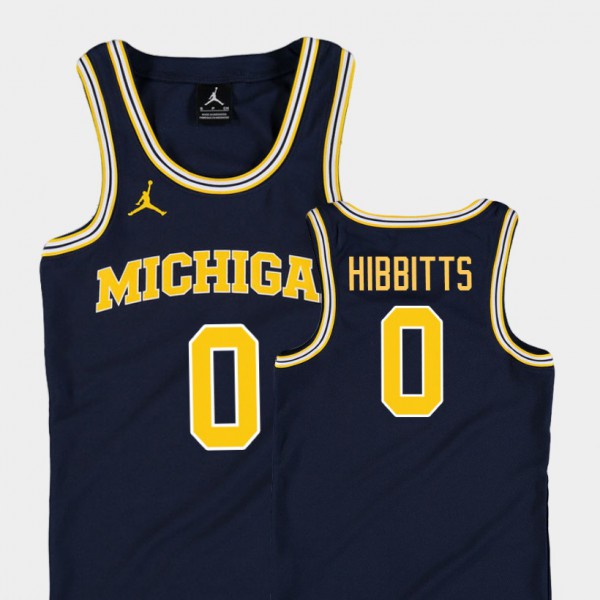 University of Michigan #0 Youth(Kids) Brent Hibbitts Jersey Navy College Basketball Jordan Replica NCAA